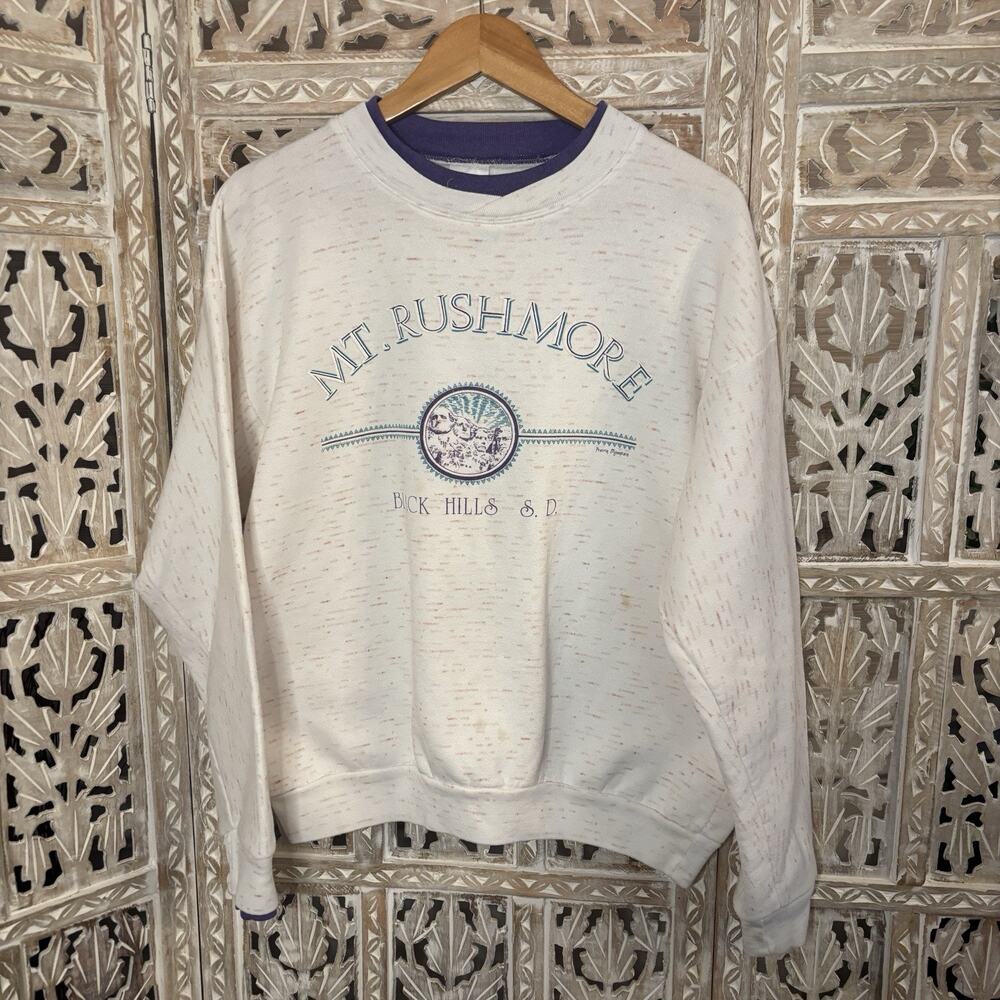 Vintage Mount Rushmore Crewneck Sweatshirt Made USA LARGE Prairie Mountain